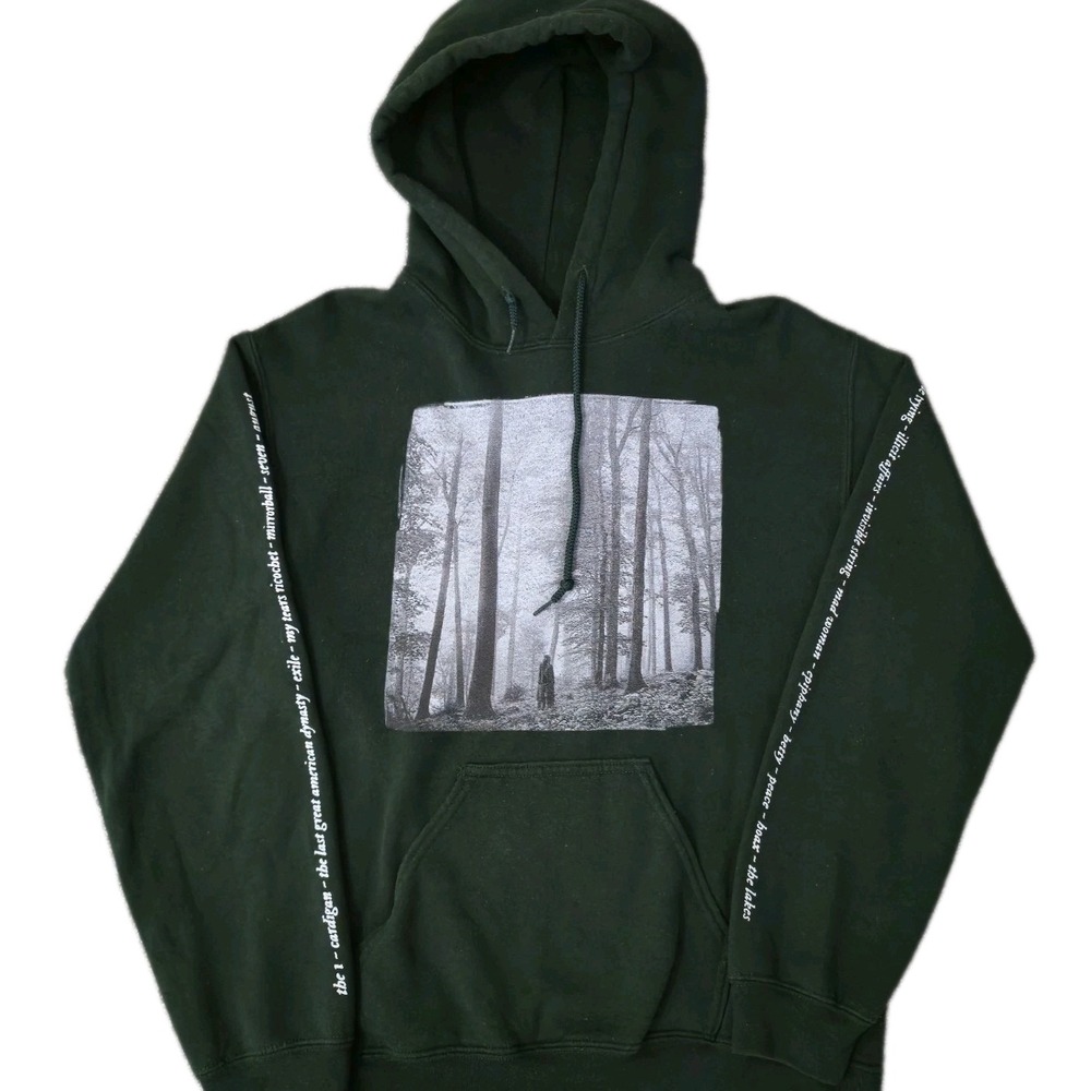 Taylor Swift Folklore Album Cover Forest Green Hoodie Tracklist Sleeve Size S
